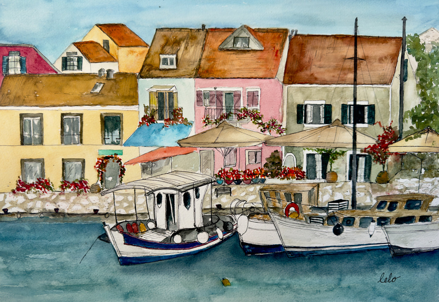 ORIGINAL WATERCOLOUR - "Fiscado Quayside”