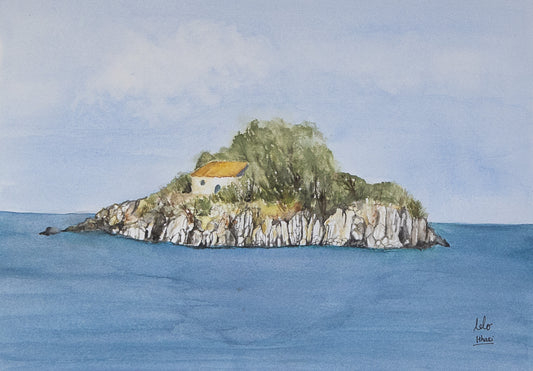 ORIGINAL WATERCOLOUR - "Island" Agios Nikolaos, Ithaca