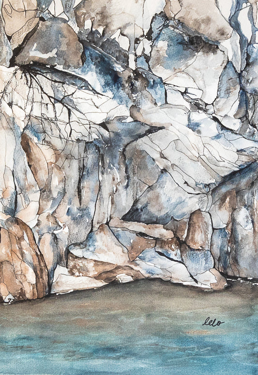 ORIGINAL WATERCOLOUR - "Plakutses Bay" Frikes