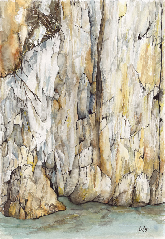 ORIGINAL WATERCOLOUR - "Frikes Rocks" Frikes