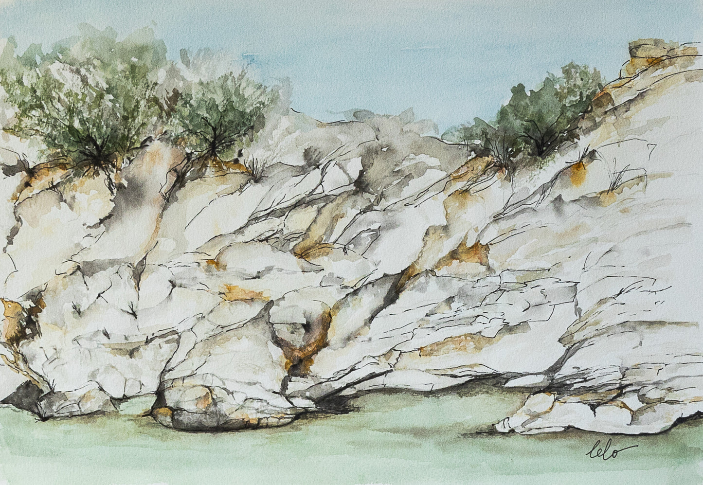 ORIGINAL WATERCOLOUR - "Paralía Diamá Bay" Kastos