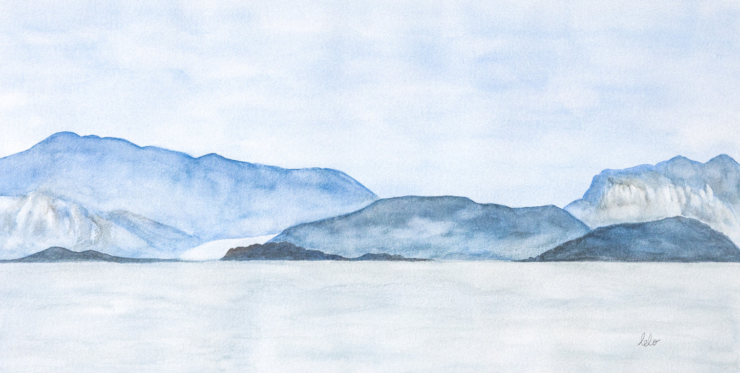 ORIGINAL WATERCOLOUR - "Greek Mountains " View from Vonitsa