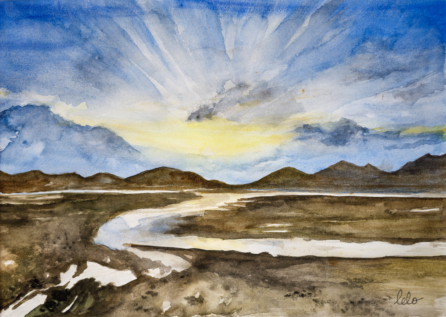 ORIGINAL WATERCOLOUR- "Port Appin Sunset" LochLaich