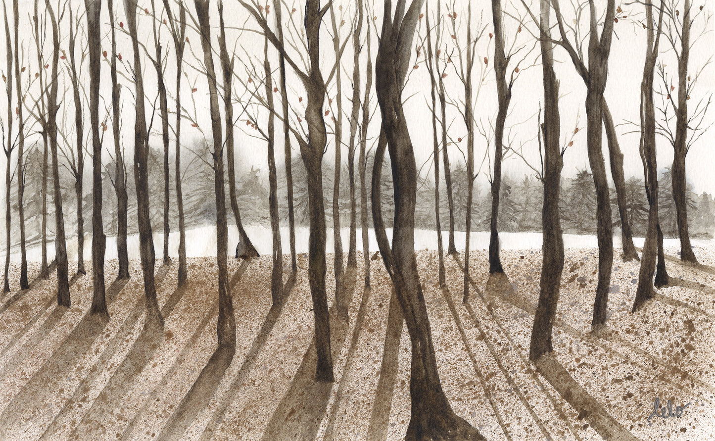 ORIGINAL WATERCOLOUR - "Woods in Winter" -SOLD-