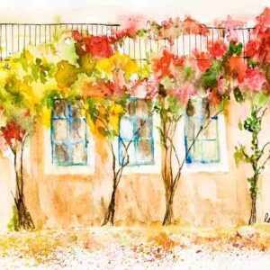 ORIGINAL WATERCOLOUR- "Bougainvilleas" Fiscardo