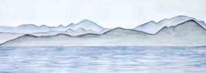 ORIGINAL WATERCOLOUR - "Greek Mountains"View from Corfu