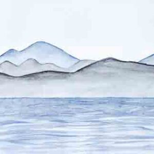 ORIGINAL WATERCOLOUR - "Greek Mountains"View from Corfu