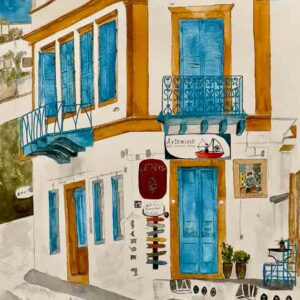 ORIGINAL WATERCOLOUR - "Artemis Pottery Shop", Leros, Greece
