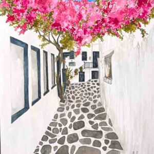 ORIGINAL WATERCOLOUR - "Cyclades Alley", Naousa, Greece